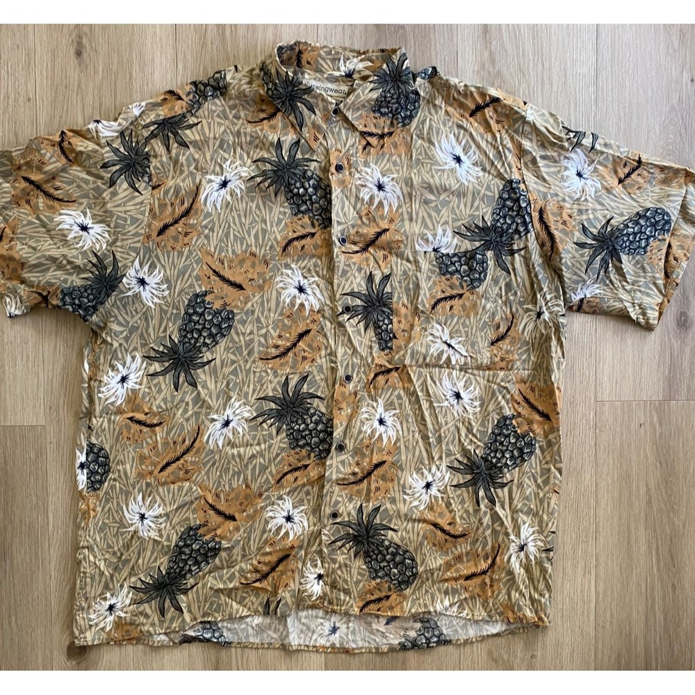 Vintage Munsingwear Mens XL Hawaiian Shirt Rayon Tropical Pineapple Made in USA